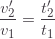 \displaystyle \frac{v'_2}{v_1}=\frac{t'_2}{t_1}