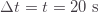 \Delta t=t=20\;\text{s}